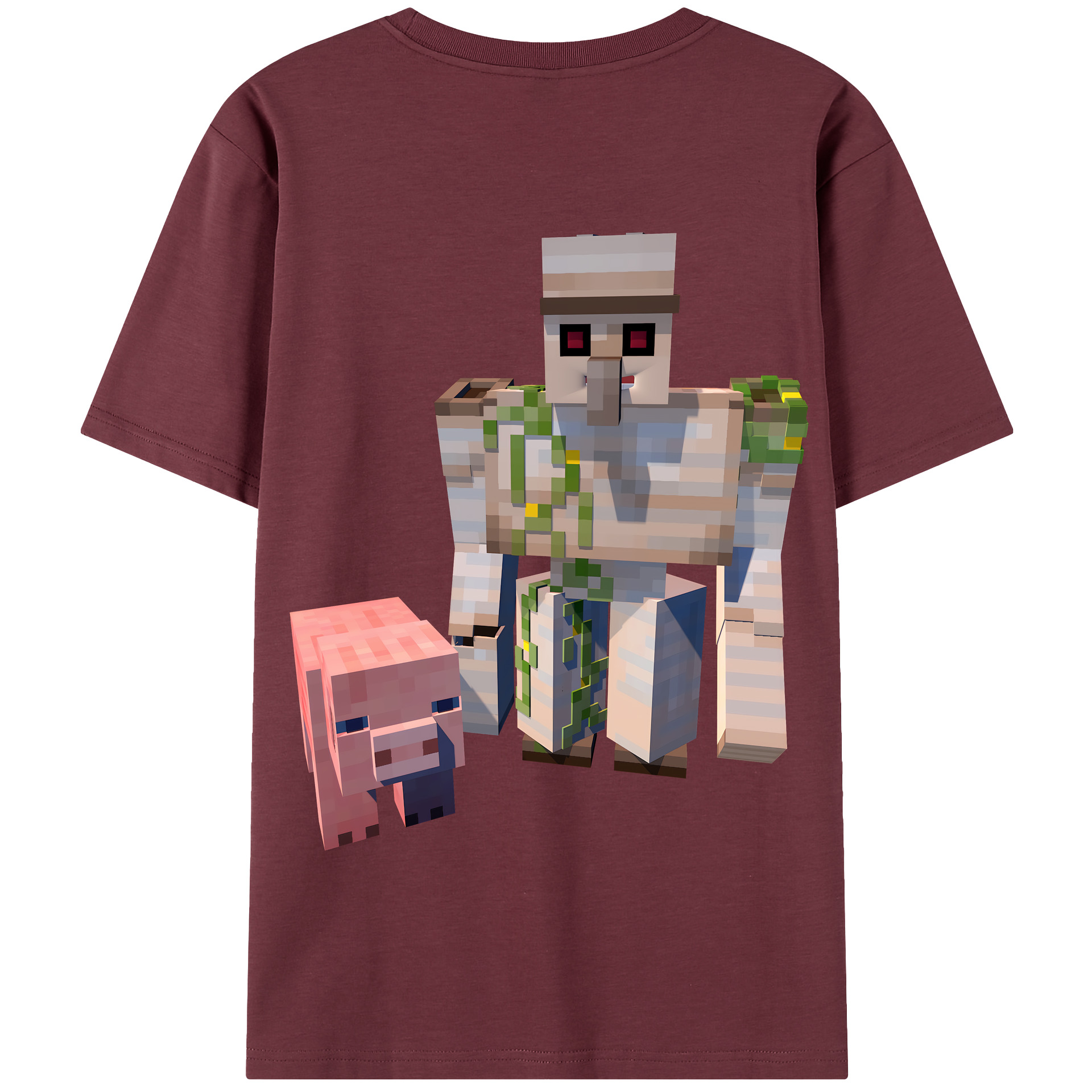 （画像用） マインクラフト ブロックの世界 Minecraft MC Block world 綿100％半袖Tシャツ（背面プリント）